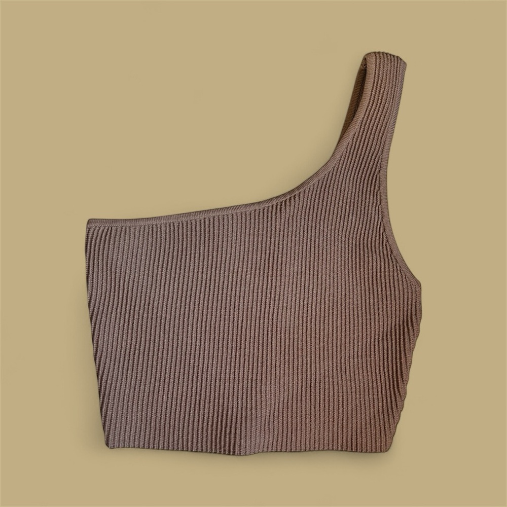 BABATON One-Shoulder Ribbed Knit Top